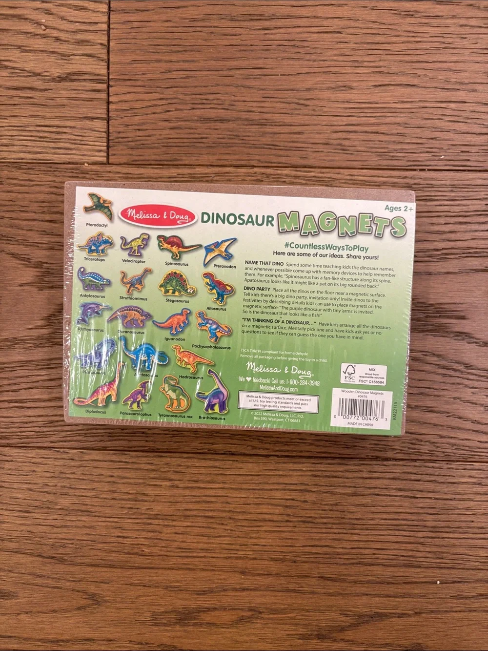 Melissa & Doug Wooden Dinosaur Magnets - Green, Blue & Multicolor Set